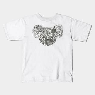 Floral Koala White Background Kids T-Shirt